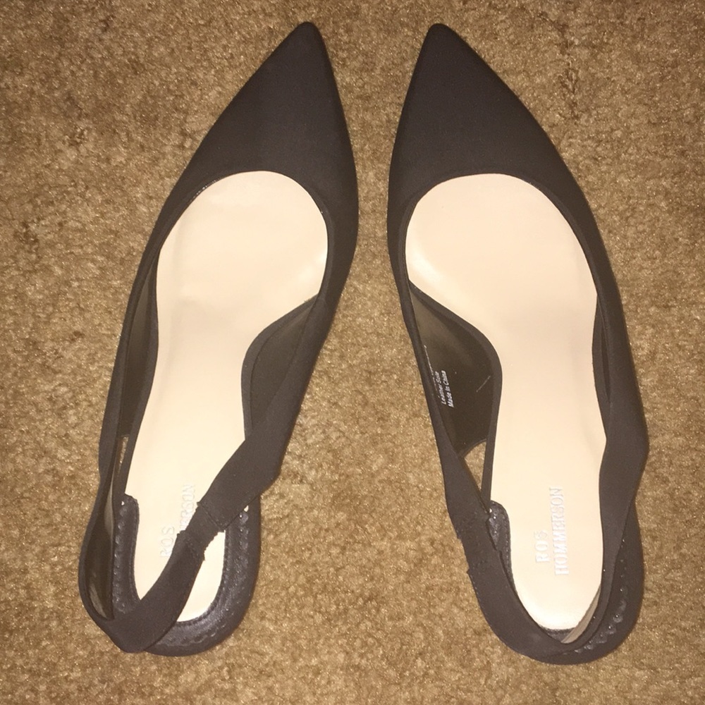 Wide fit blacken kitten heel sling backs
